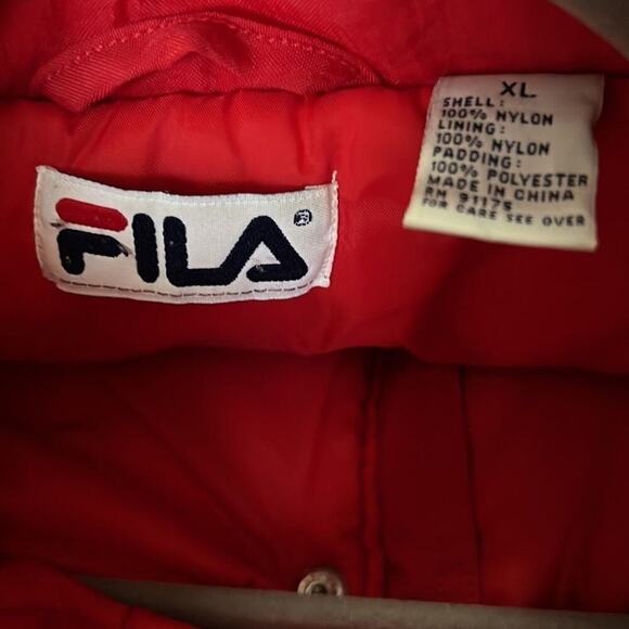FILA VINTAGE SPELL OUT COLOR BLOCK PUFFER JACKET SIZE XL - Picture 6 of 8
